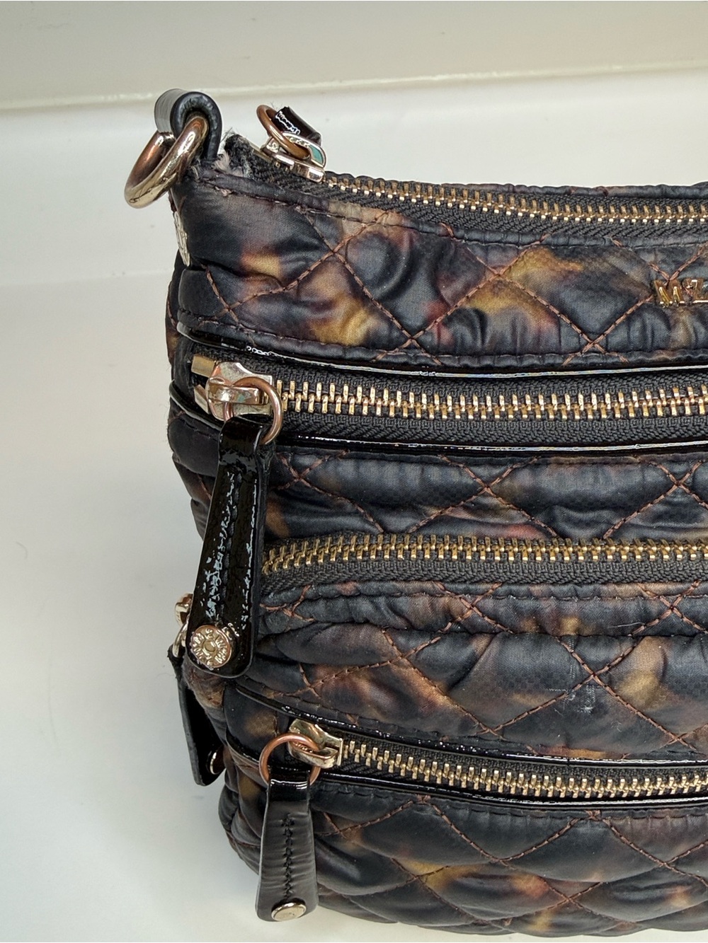 MZ Wallace Tortoise-Print Downtown Crosby Crossbody - Black/Brown - Picture 4 of 10